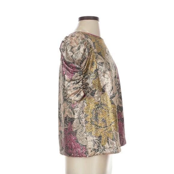 Anthropologie Marie Floral Sequin Puff Sleeve Sequined Dress Top Womens Sz 4 NWT - Picture 4 of 8